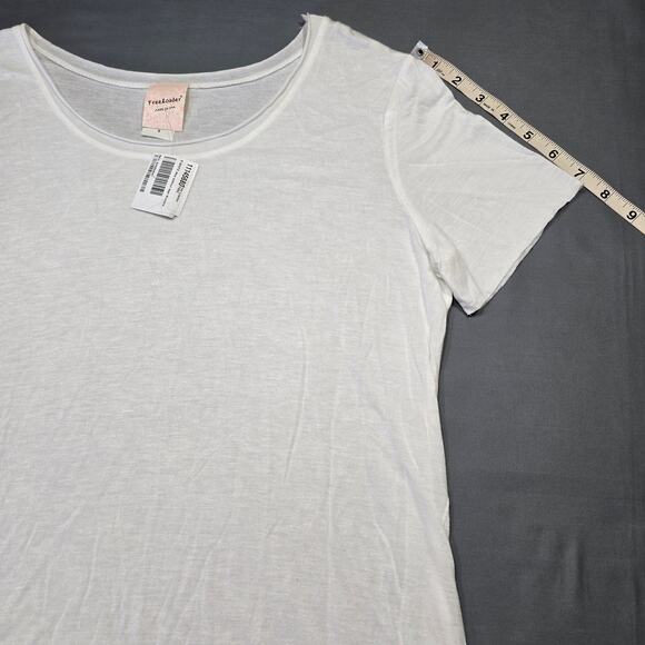 Freeloader White Shirt Tee NEW Grunge Raw Hem Short Sleeves Scoop Neck Women's S - Picture 8 of 13